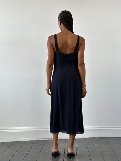 Max Mara Pure Silk V Neck Maxi Dress - M