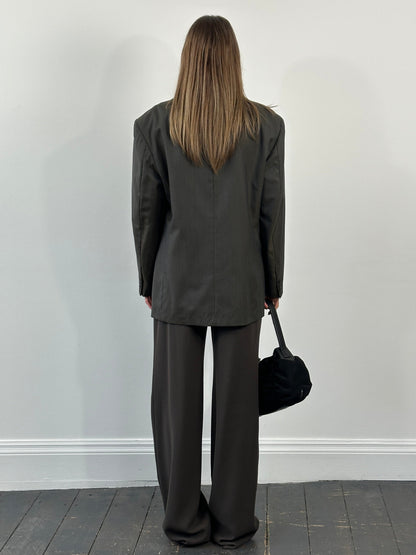 Armani Collezioni 2000s Pure Wool Wide Leg Tailored Trousers - W32