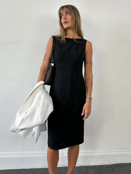 Laura Ashley Linen Midi Shift Dress - S