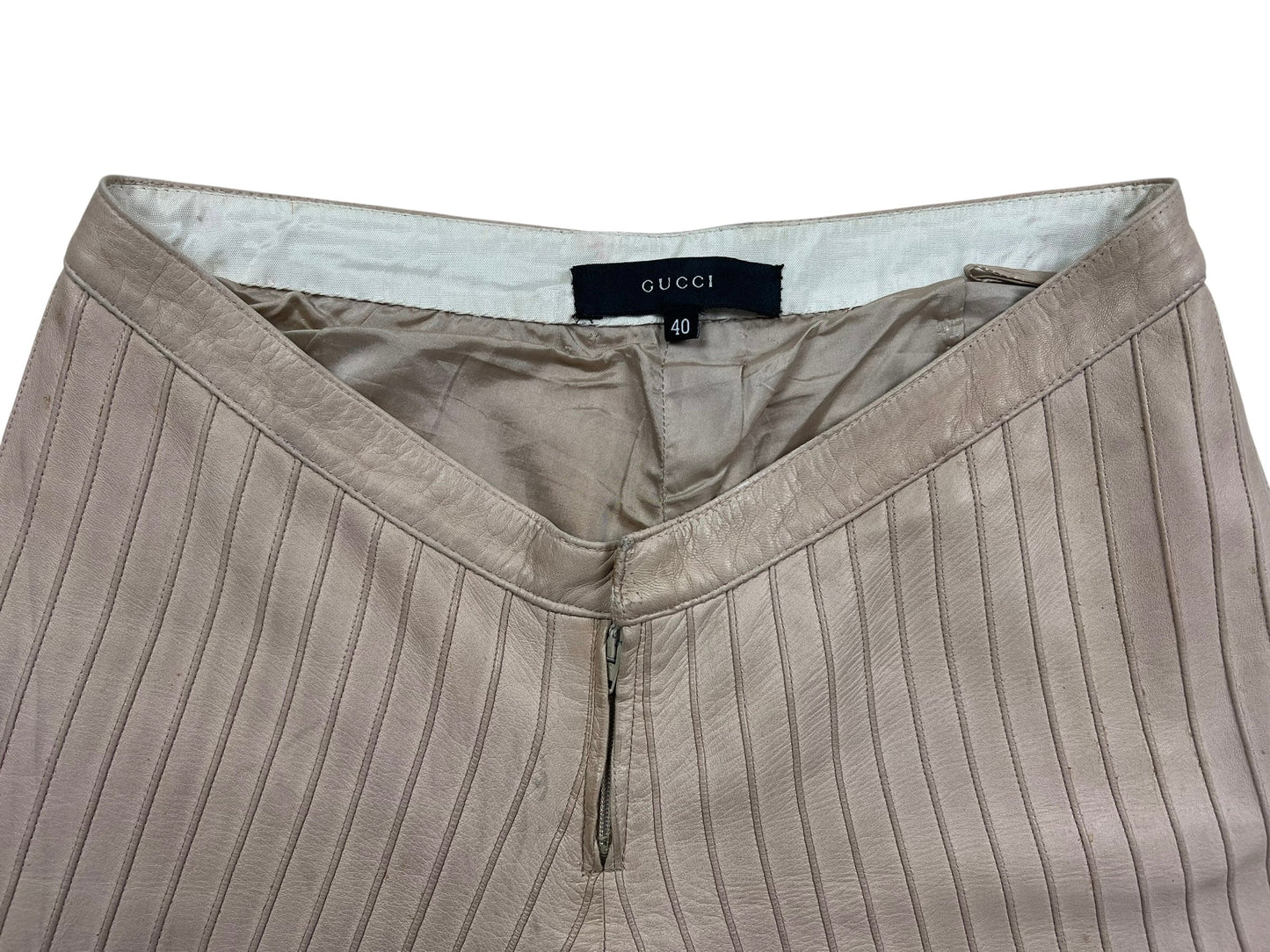 Gucci F/W 1999 leather pinstripe trousers Tom Ford era