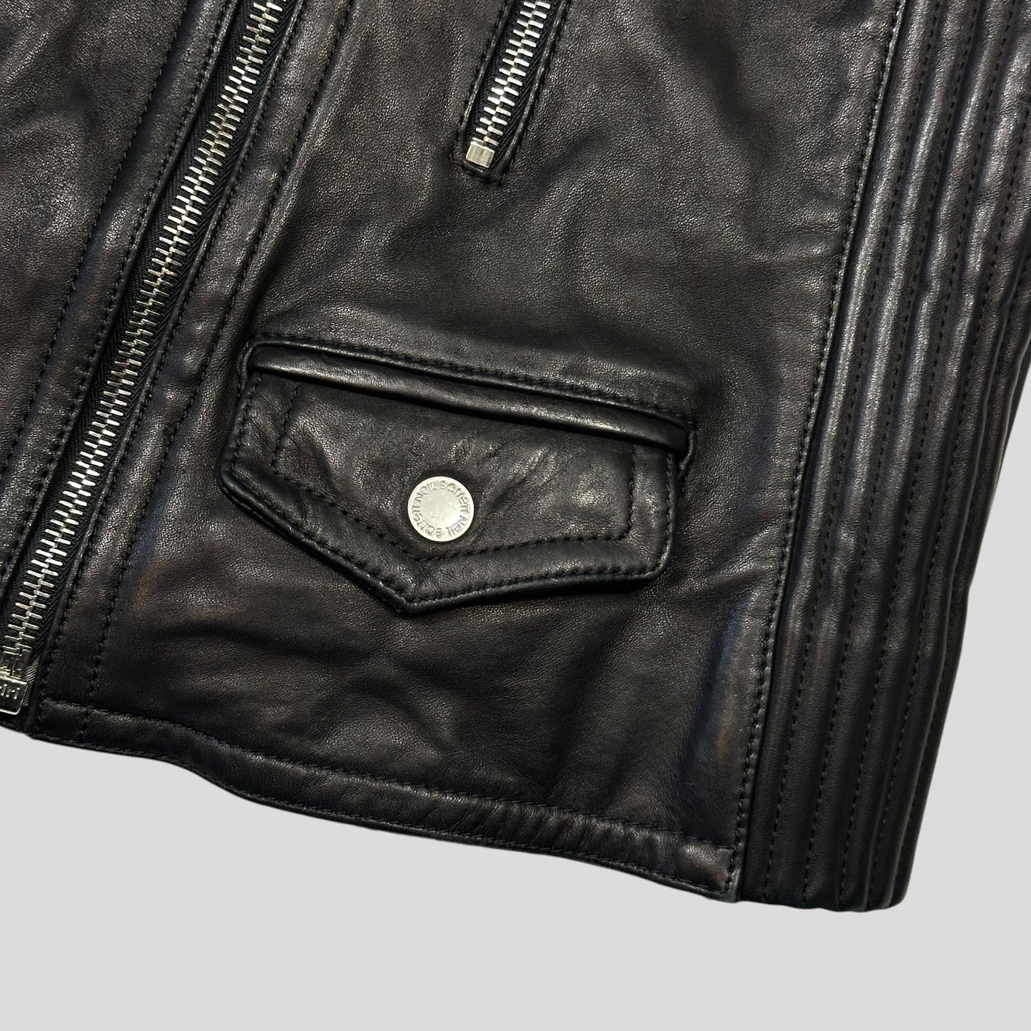 Neil Barrett 2012 Runway Leather Padded Multipocket Moto Vest - S | Default Title, Black