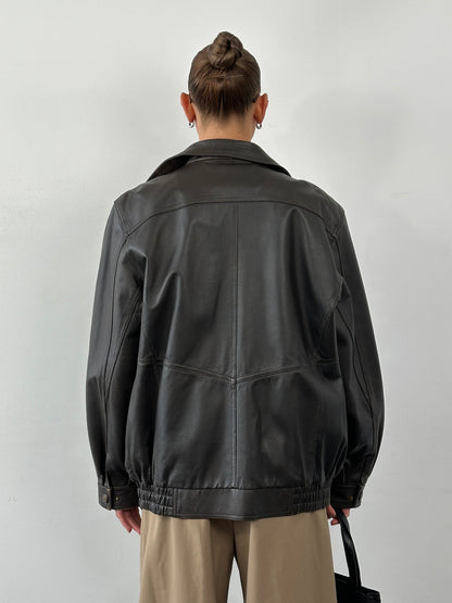 Vintage Leather Blouson Bomber Jacket - XL