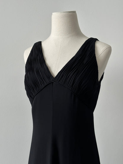 Armani Collezioni 2000s Pure Silk Pleated Midi Dress -