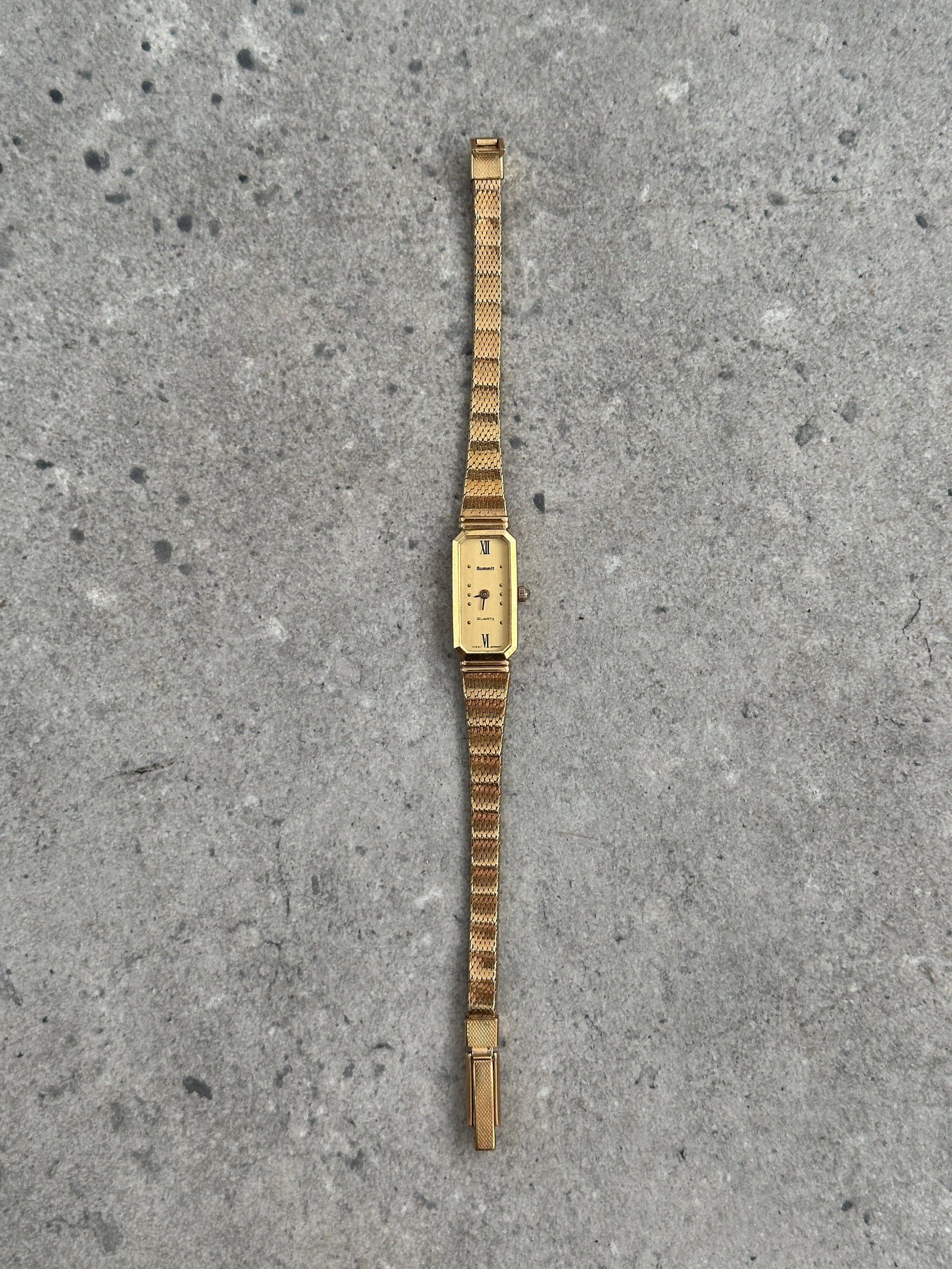 Vintage Summit 1980s Gold Tone Rectangular Watch Watch