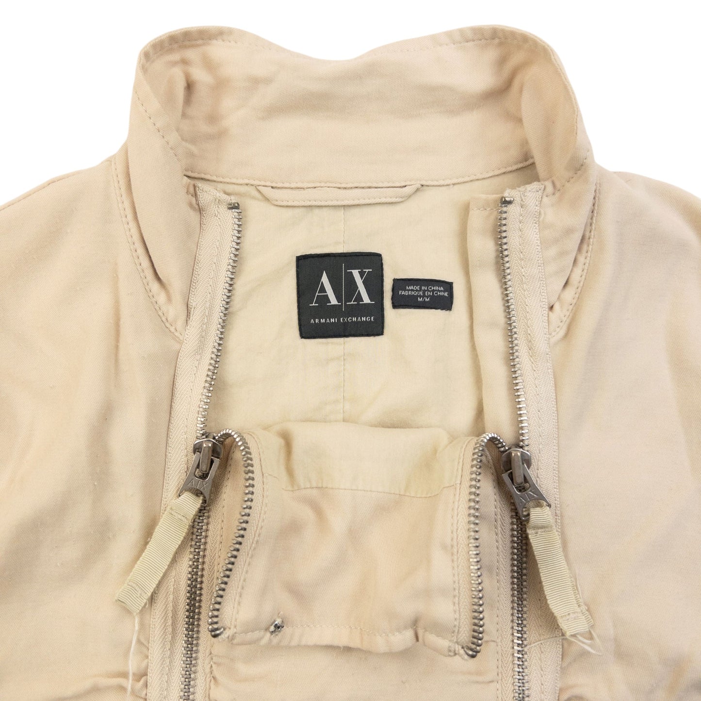 Vintage 2000s Armani Exchange Double Zip Ruched Jacket Womens Size M | Medium, Beige