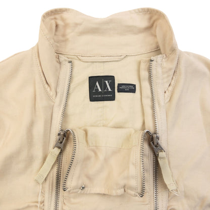 Vintage 2000s Armani Exchange Double Zip Ruched Jacket Womens Size M | Medium, Beige