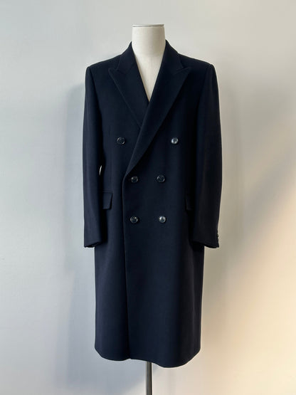 British Vintage 1990s Wool Cashmere Double Breasted Coat - M