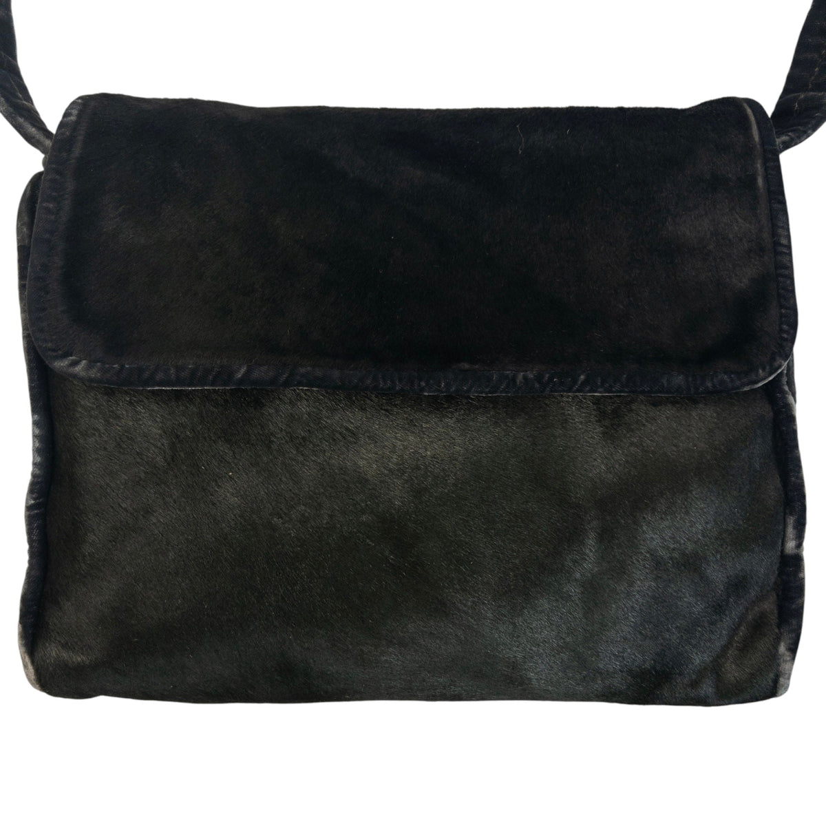 Vintage 90s Giorgio Armani Fur Velour Shoulder Bag | O/S, Black