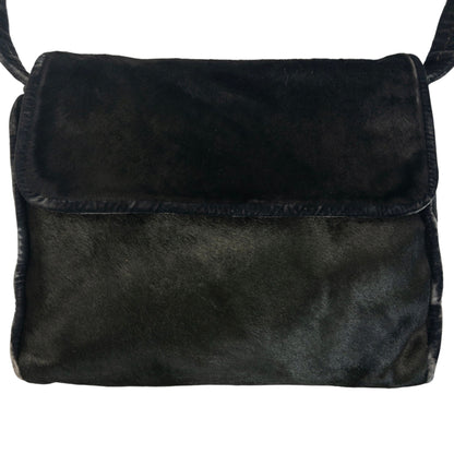 Vintage 90s Giorgio Armani Fur Velour Shoulder Bag | O/S, Black