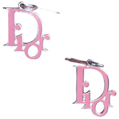 Vintage 2000s Dior By Jogn Galliano Enamel Logo Earrings | O/S, Pink