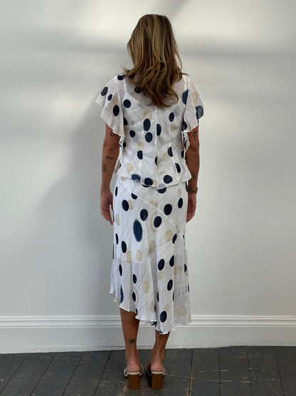 MANI 1990s Spotted Two Piece Slip Dress Set - M/L