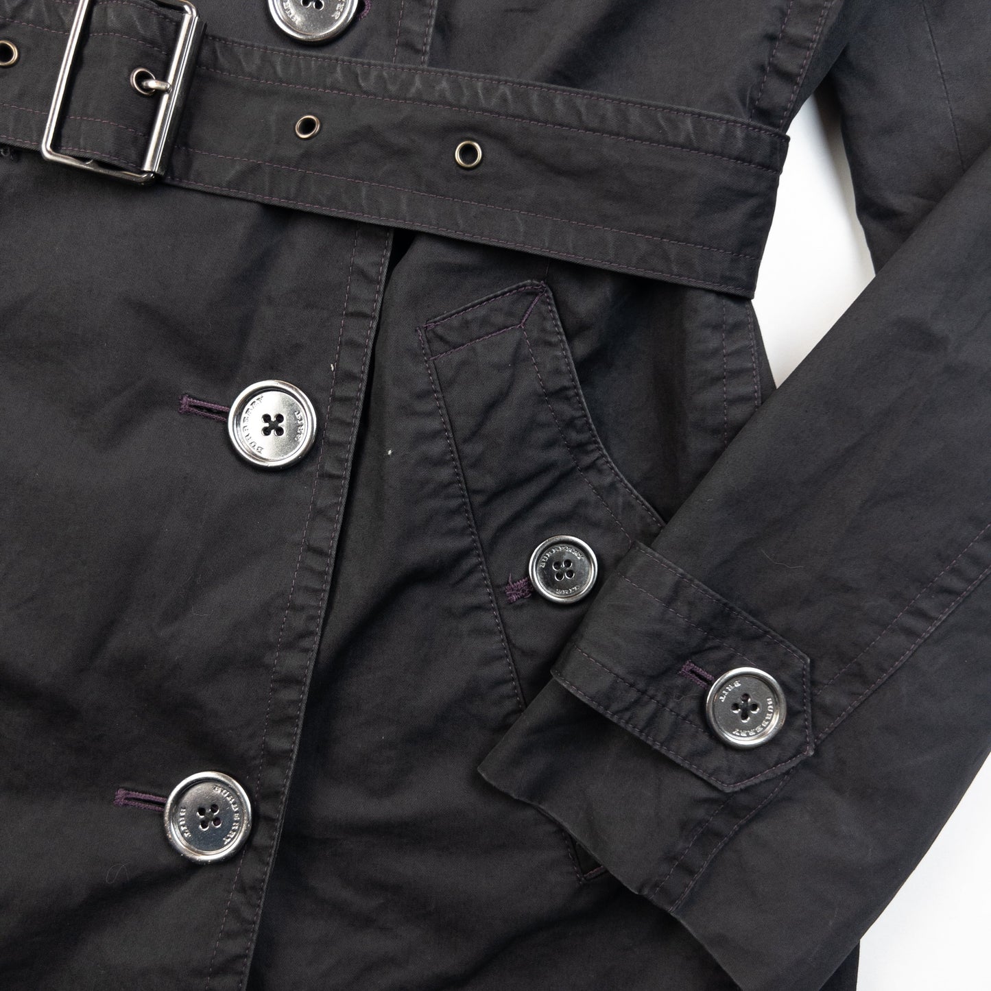 Vintage Burberry Brit Belt Waist Trench Jacket Womens Size M | Medium, Black