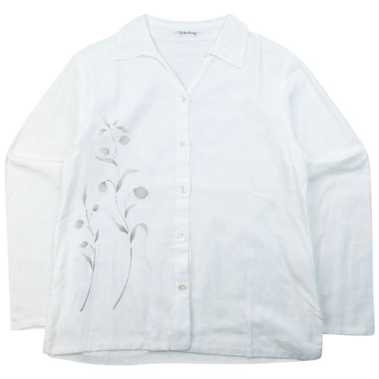 Vintage 90s Yohji Yamamoto Floral Long Sleeve Button Up Shirt Womens Size S | Small, Grey