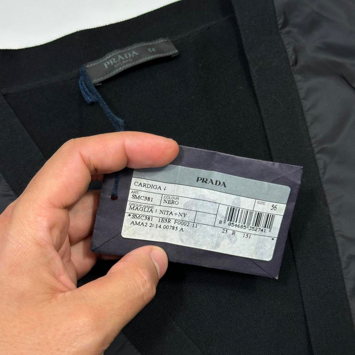 Prada Milano 2014 Red Tab Black Nylon Panelled Cardigan - IT56 (L/XL) | Large