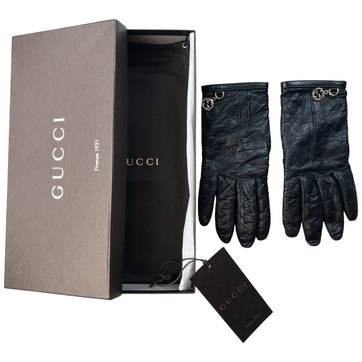 Vintage 2000s Gucci Leather Womens Gloves | O/S, Black
