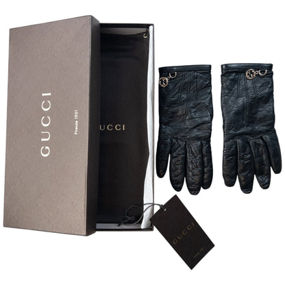 Vintage 2000s Gucci Leather Womens Gloves | O/S, Black