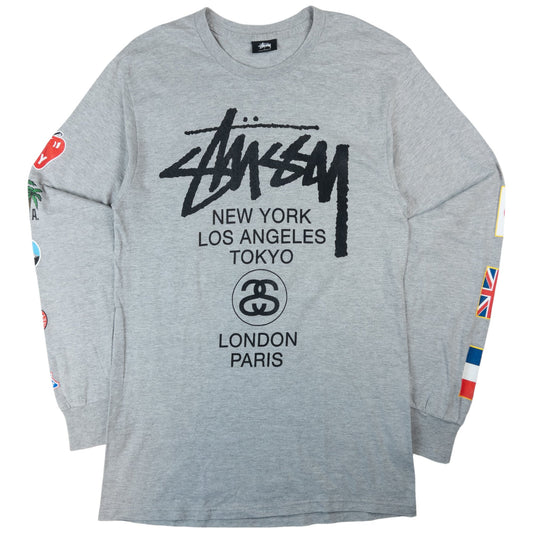 Vintage Stussy World Tour Graphic Long Sleeve T Shirt Size S