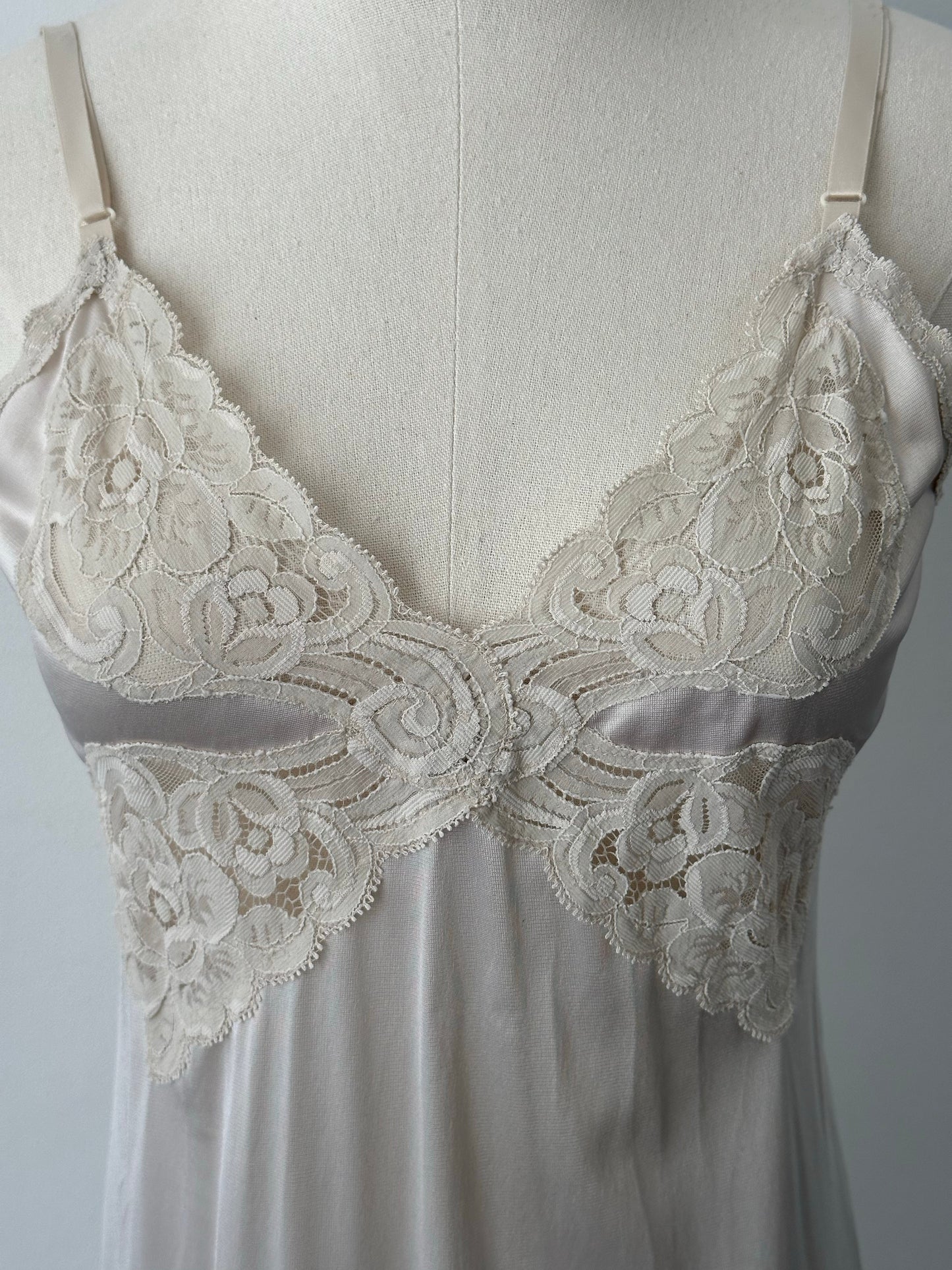 Vintage 1990s Satin Lace Midi Slip Dress - S