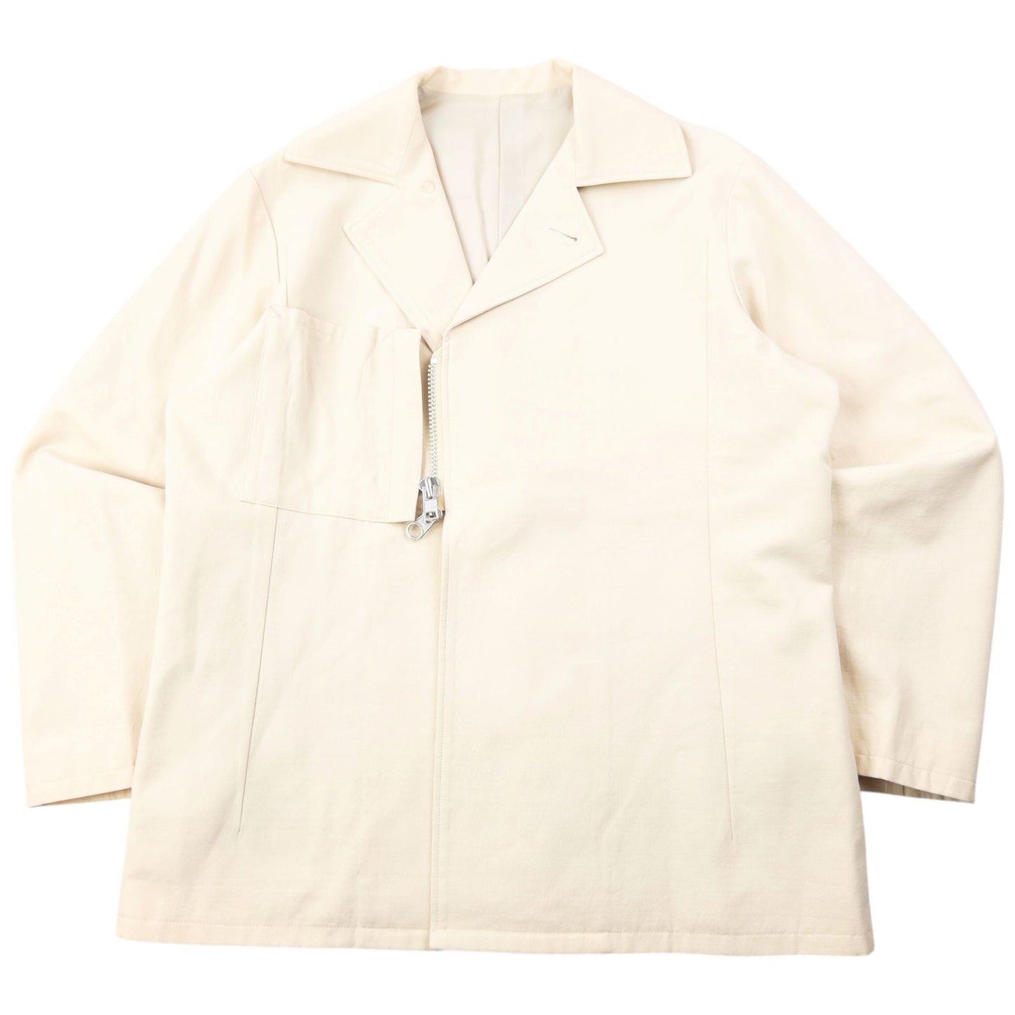 Vintage 90s Yohji Yamamoto Asymmetric Zip Jacket Size S | Small, Cream