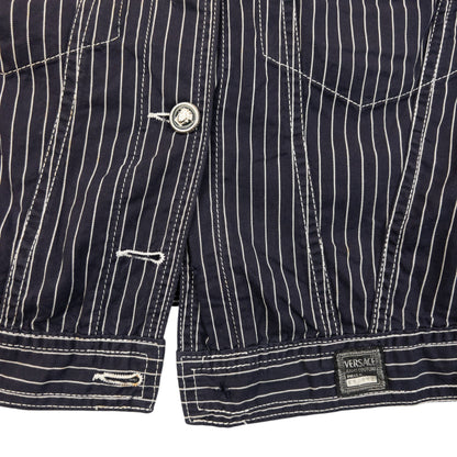 Vintage 2000s Versace Jeans Couture Striped Jacket Womens Size L | Large, Navy