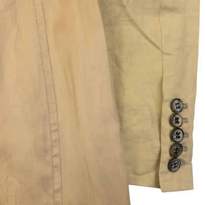 Vintage 2000s Dries Van Noten Longline Linen Jacket Womens Size M | Medium, Beige