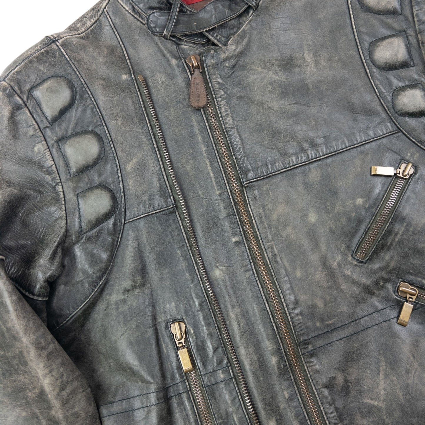 Vintage 90s Hugo Boss Zip Up Leather Jacket Size S