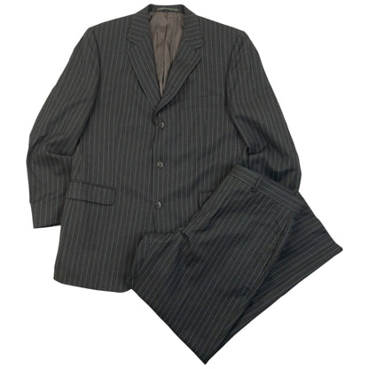 Vintage 90s YSL Yves Saint Laurent Pinstripe Jacket & Trousers Wool Suit Set Size XL | XL, Blue