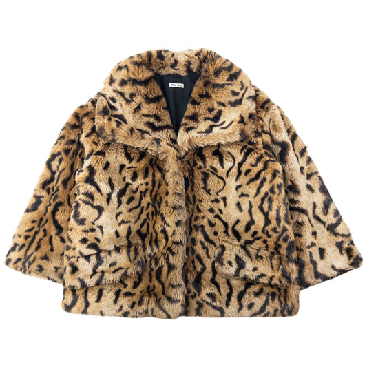 Vintage Miu Miu Faux Fur Leopard Print Jacket Womens Size S | Small, Brown