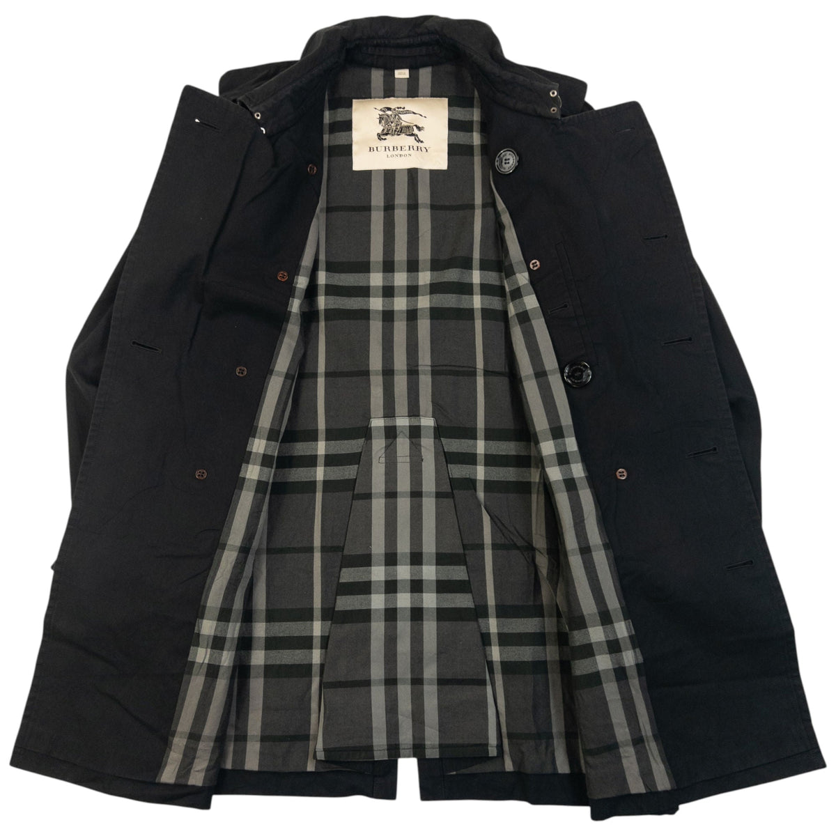 Vintage Burberry Nova Check Lined Trench Jacket Size S | Small, Black