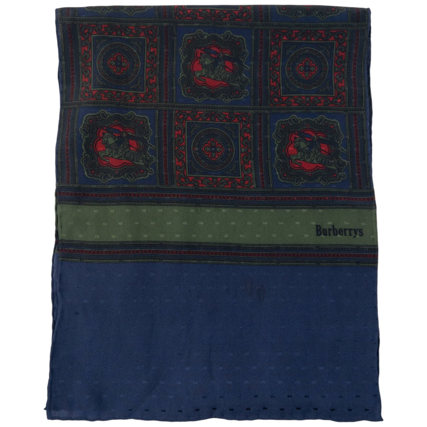 Vintage 80s Burberry Silk Scarf | O/S, Blue