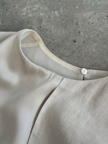 Max Mara 1990s Silk Linen Asymmetric Sleeveless Top - M