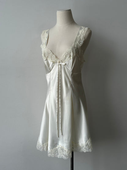 Victoria's Secret 2000s Lace Satin Slip Mini Dress - M