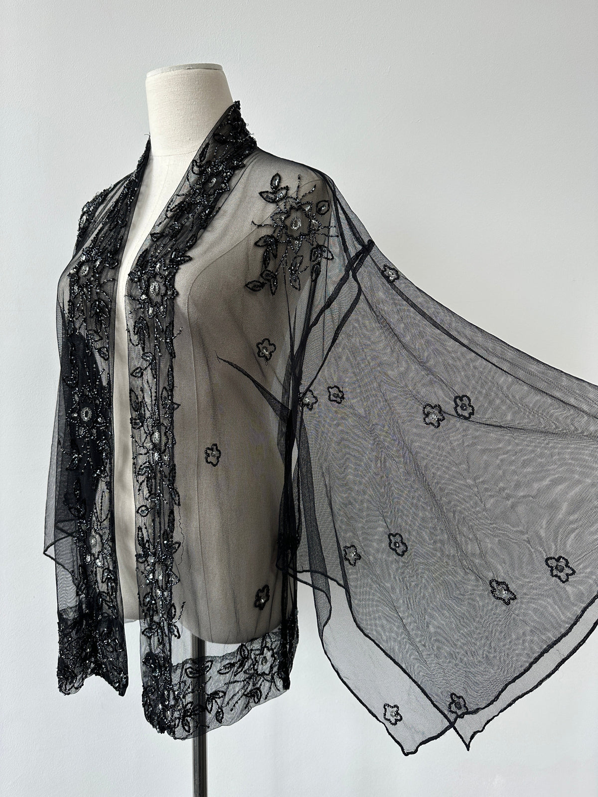 Vintage 2000s Beaded Sheer Kimono Cardigan - One size