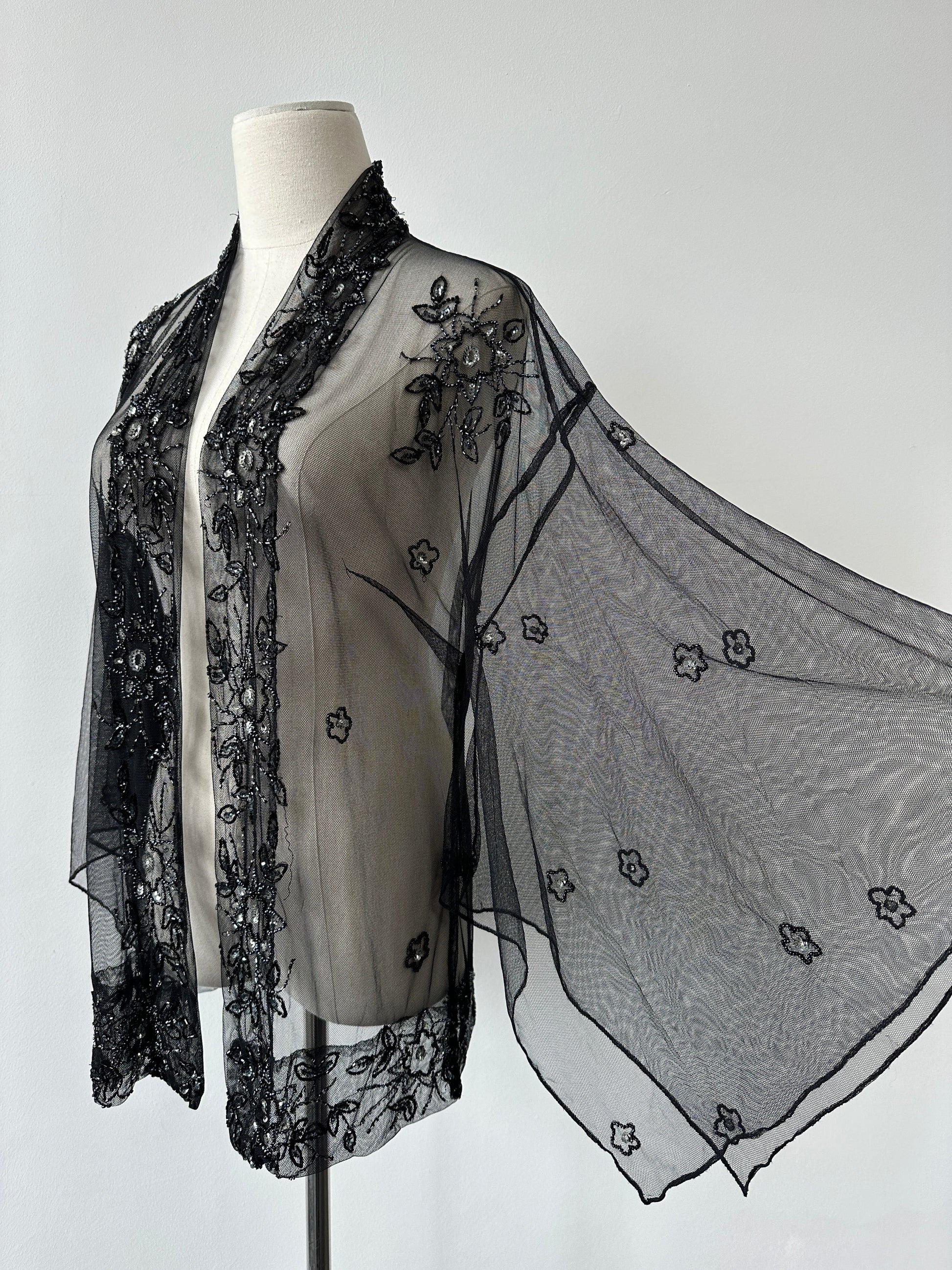 Vintage 2000s Beaded Sheer Kimono Cardigan - One size