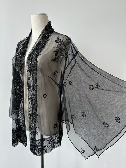 Vintage 2000s Beaded Sheer Kimono Cardigan - One size