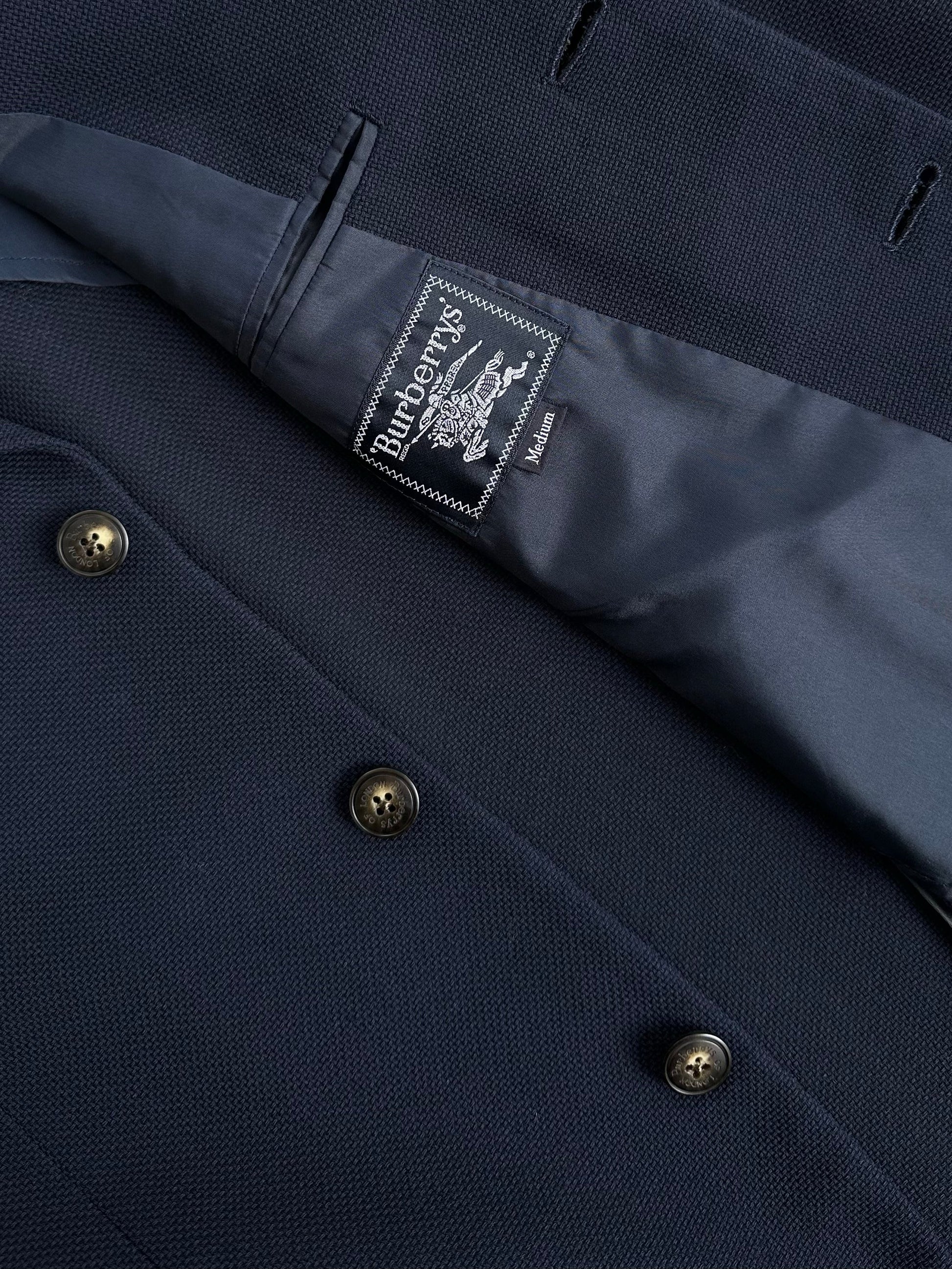 Burberry 1990s Wool Single Breasted Woven Blazer - M
