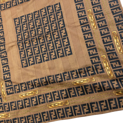 Vintage 90s Fendi Monogram Striped Silk Scarf | O/S, Black