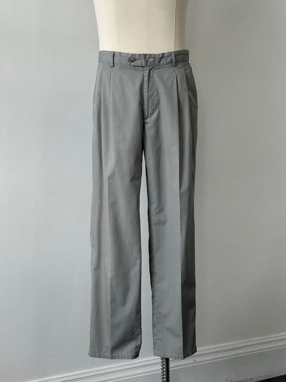 Vintage 1990s Cotton Straight Leg Pleated Trousers - W36