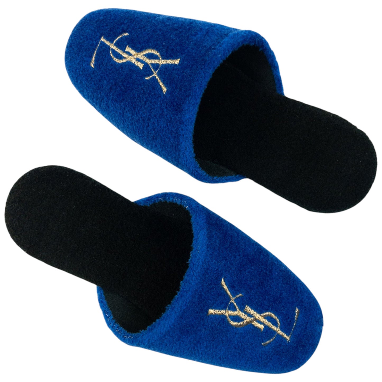 Vintage 80s YSL Yves Saint Laurent Embroidered Fleece Slippers Womens Size 6 | ONE SIZE, Multicoloured