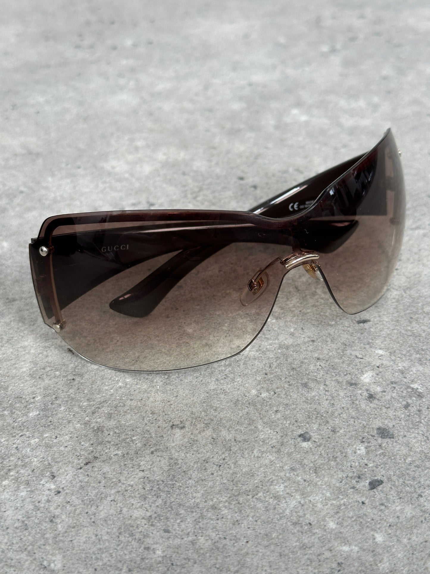 Gucci 2000s Tom Ford Era Oversized Shield Monogram Sunglasses