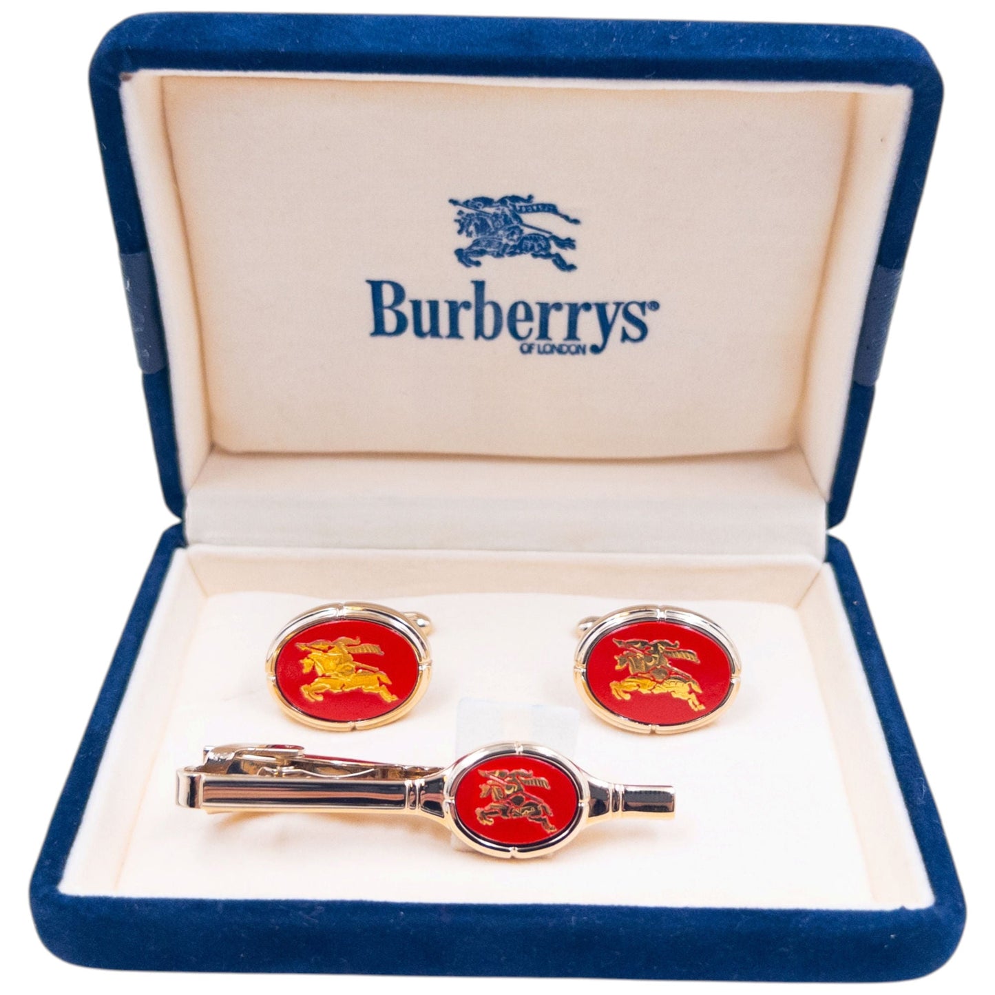 Vintage 90s Burberry Cufflinks & Tie Clip Set | O/S, Gold