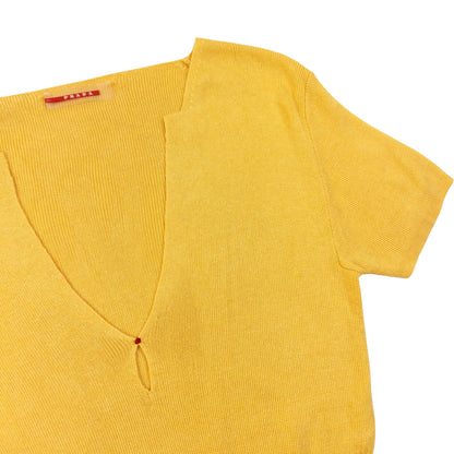 Vintage 2000s Prada Silk Cashmere Knit Top Womens Size M | Medium, Yellow