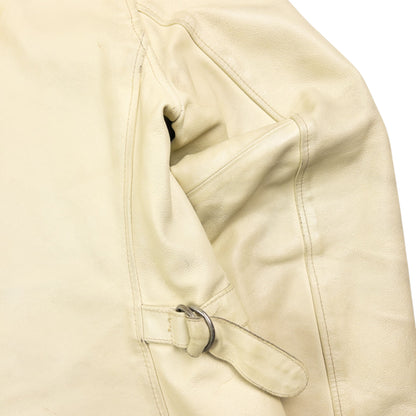 Vintage Armani Jeans Zip Up Leather Jacket Womens Size S