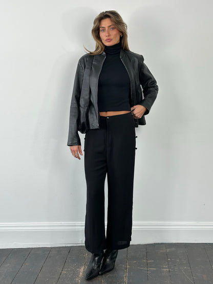 Vintage 1990s Pure Silk Wide Leg Trousers - W28