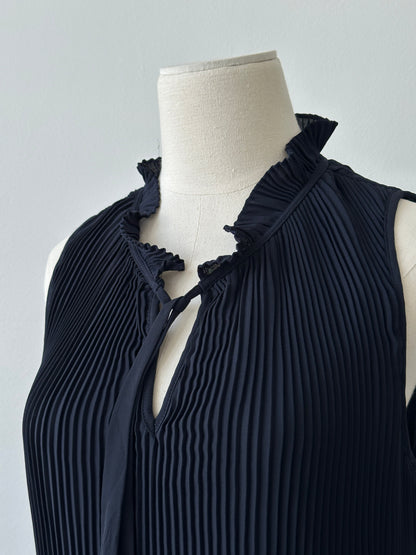 DKNY 2000s Pleated Sleeveless Tie Top - L