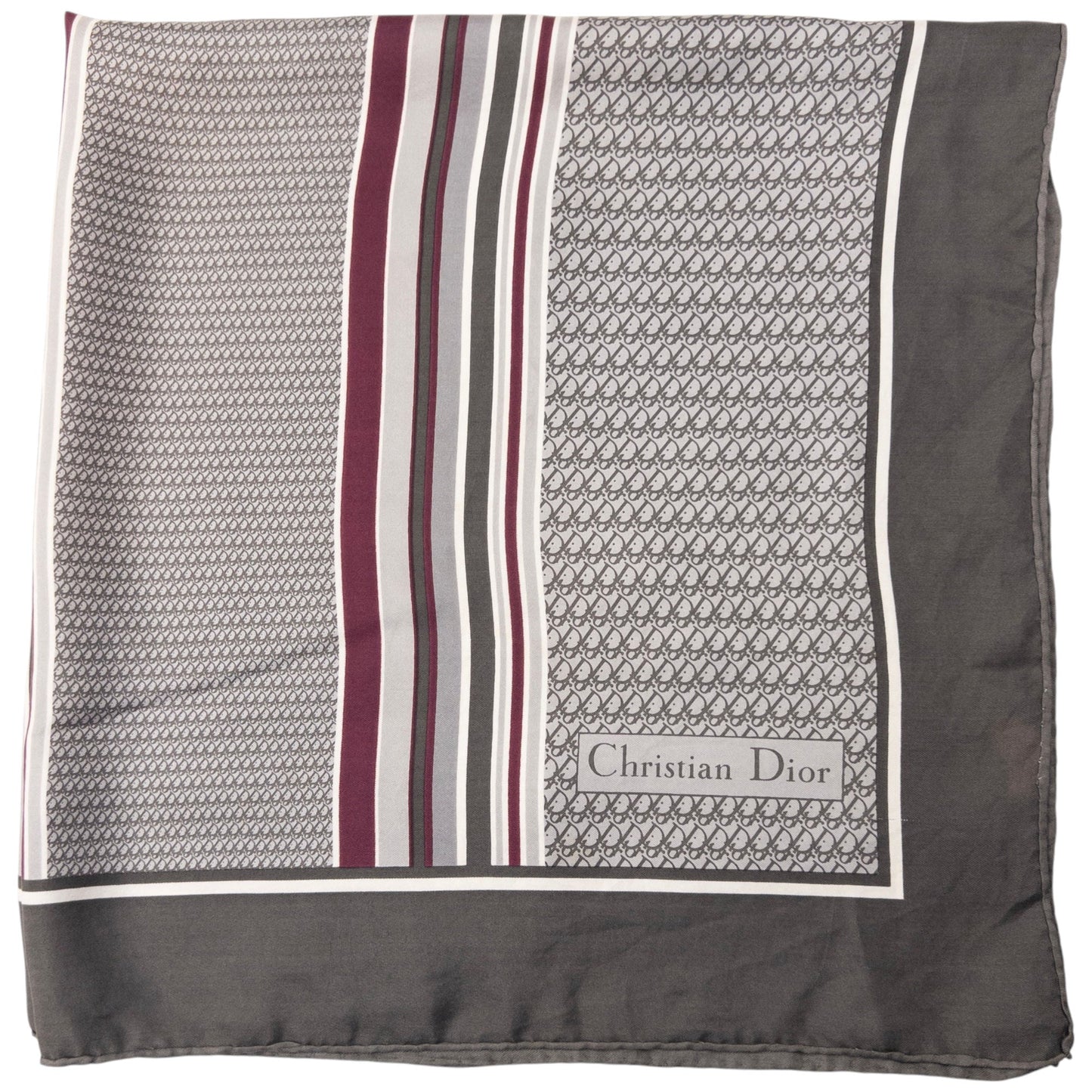 Vintage Dior Monogram Stripe Silk Scarf