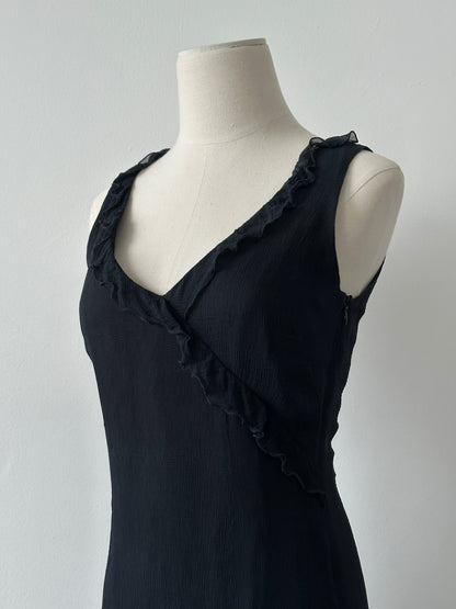 Max & Co 2000s Pure Silk Ruffle Trim Mini Dress - S