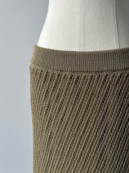 DKNY 2000s Cotton Open Knit Midi Skirt - W30