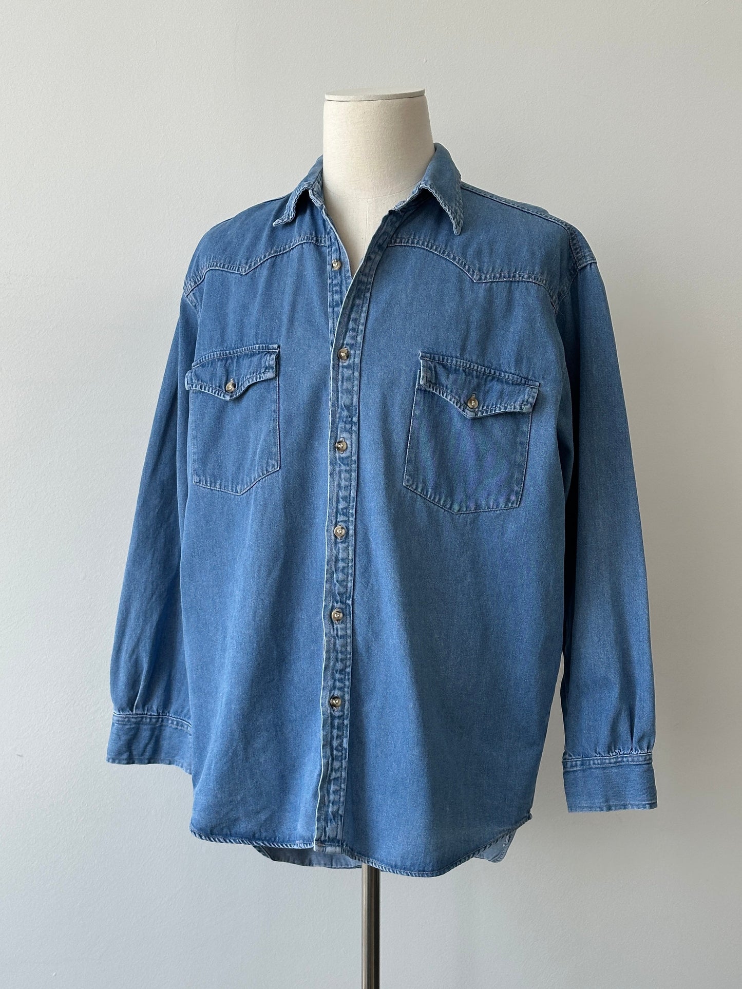 Vintage 1990s Pure Cotton Denim Shirt - L