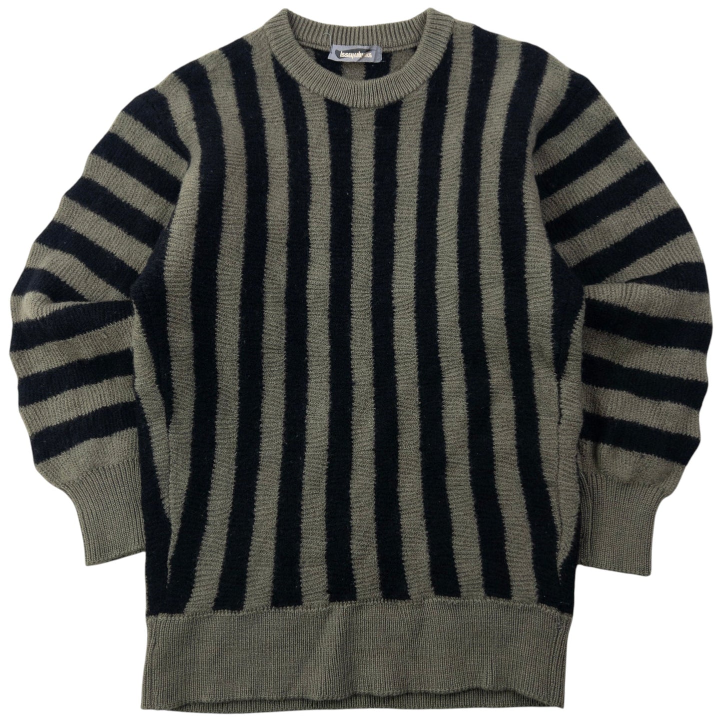 Vintage 80s Issey Miyake Striped Wool Jumper Womens Size S | Small, Black